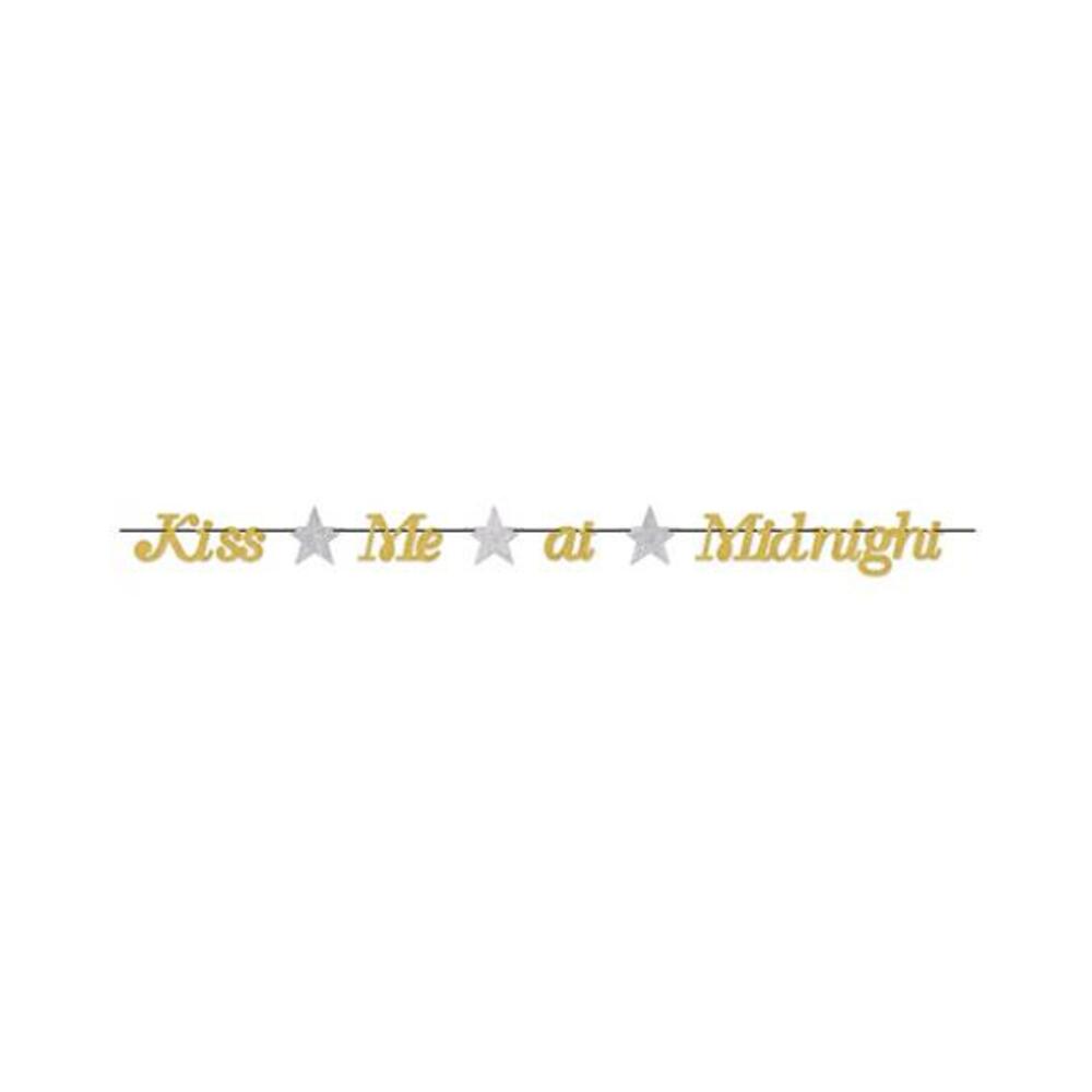 New Year's Kiss Me At Midnight Streamer - Gold/silver
