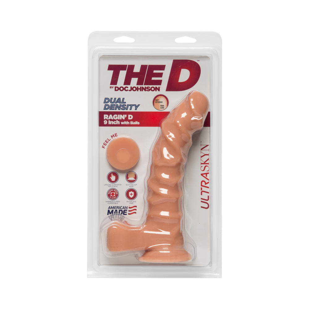 The D The Ragin D 9 inches Dildo with Balls Beige