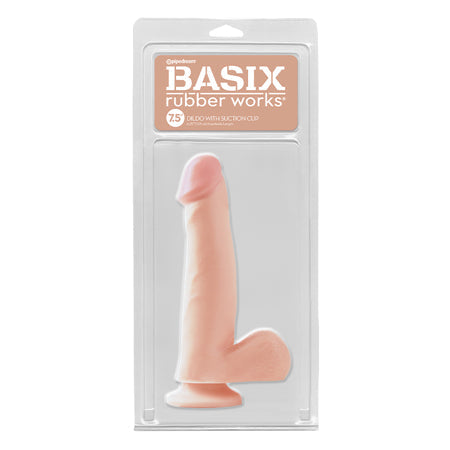 Basix Rubber Works 7.5 Inch Dong With Suction Cup - Flesh