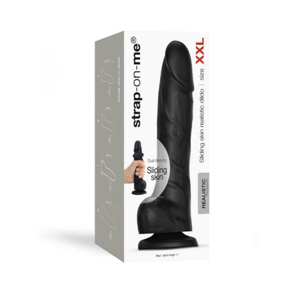 Strap-on-me Sliding Skin Realistic Dildo Dual Density Black Xxl