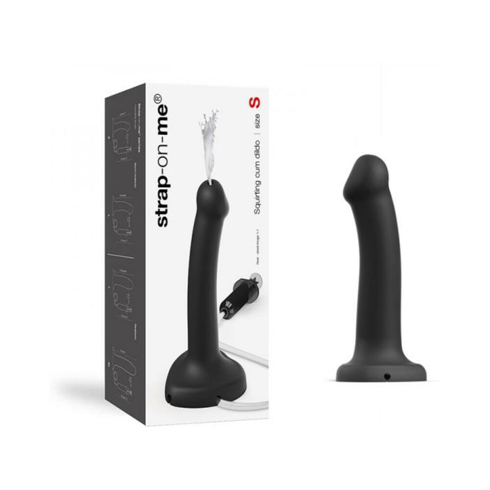 Strap-on-me Squirting Cum Semi-realistic Silicone Dildo Black S (fluid Not Included)