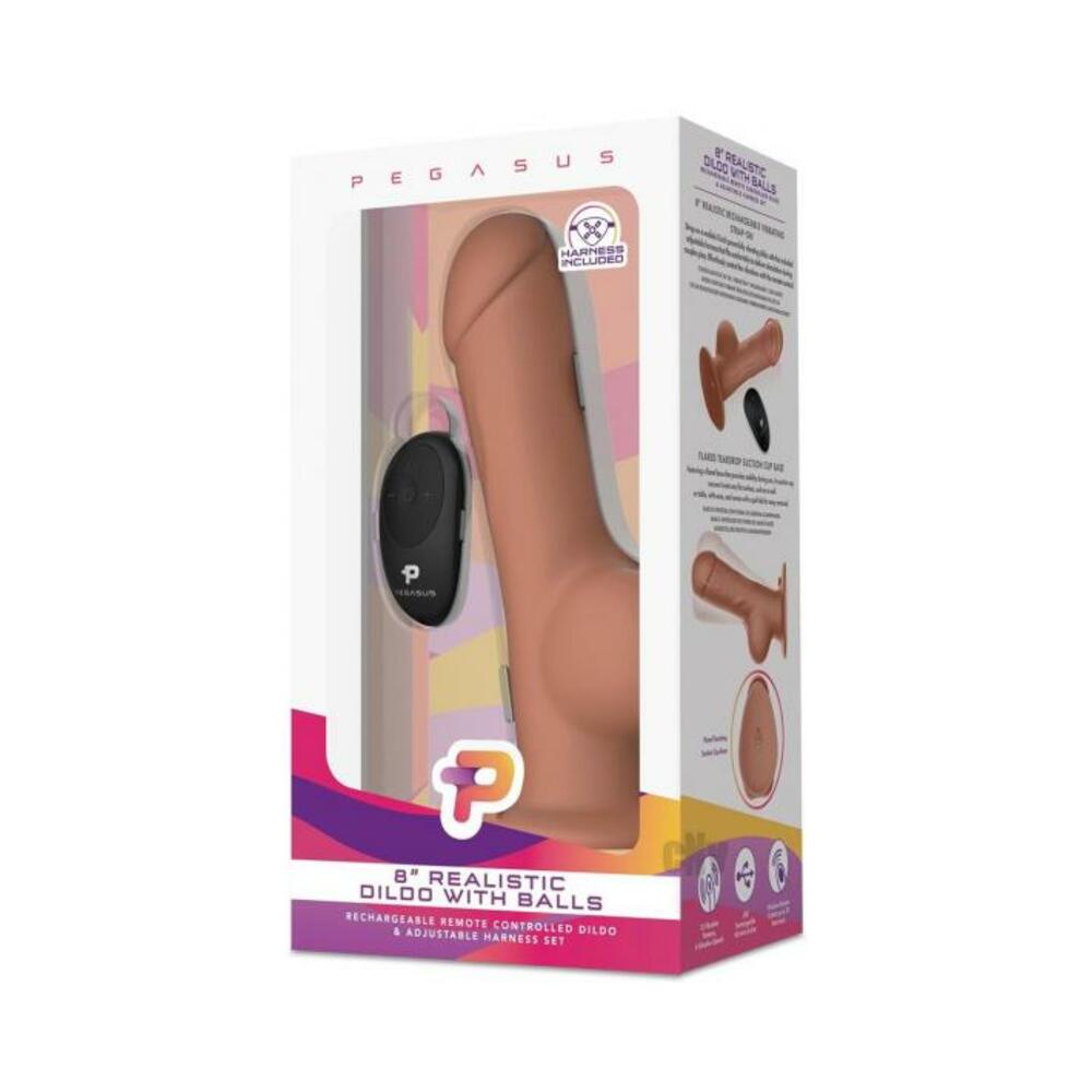 Remote Dildo W/balls Harness 8 Brown