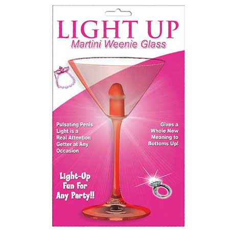 Light Up Martini Weenie Glass-Red