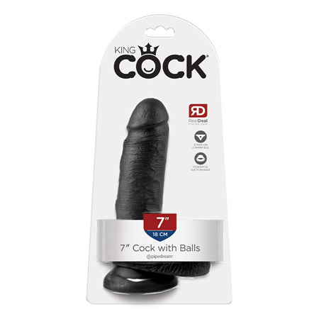 King Cock 7-Inch Cock With Balls - Black