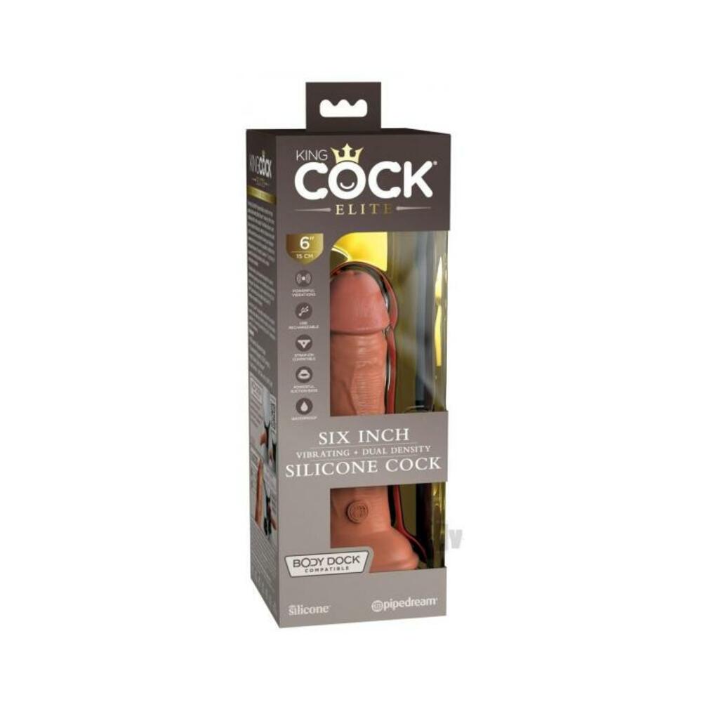 King Cock Elite Vibrating Silicone Dual-density Cock 6 In. Tan