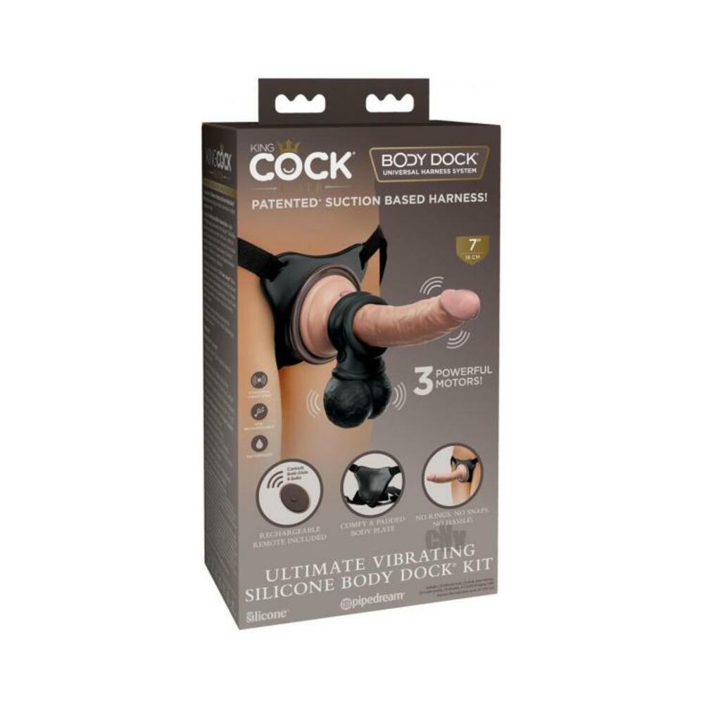 King Cock Elite Ultimate Vibrating Silicone Body Dock Kit