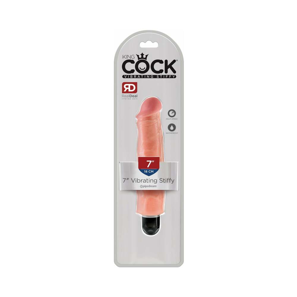 King Cock 7 inches Vibrating Stiffy Beige
