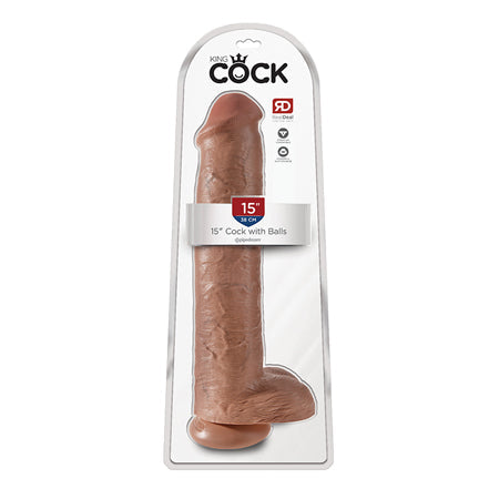 King Cock 15in Cock with Balls - Tan