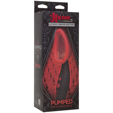 Kink Pumped Rechargeable Automatic Vibrating Pussy Pump - Black/Red