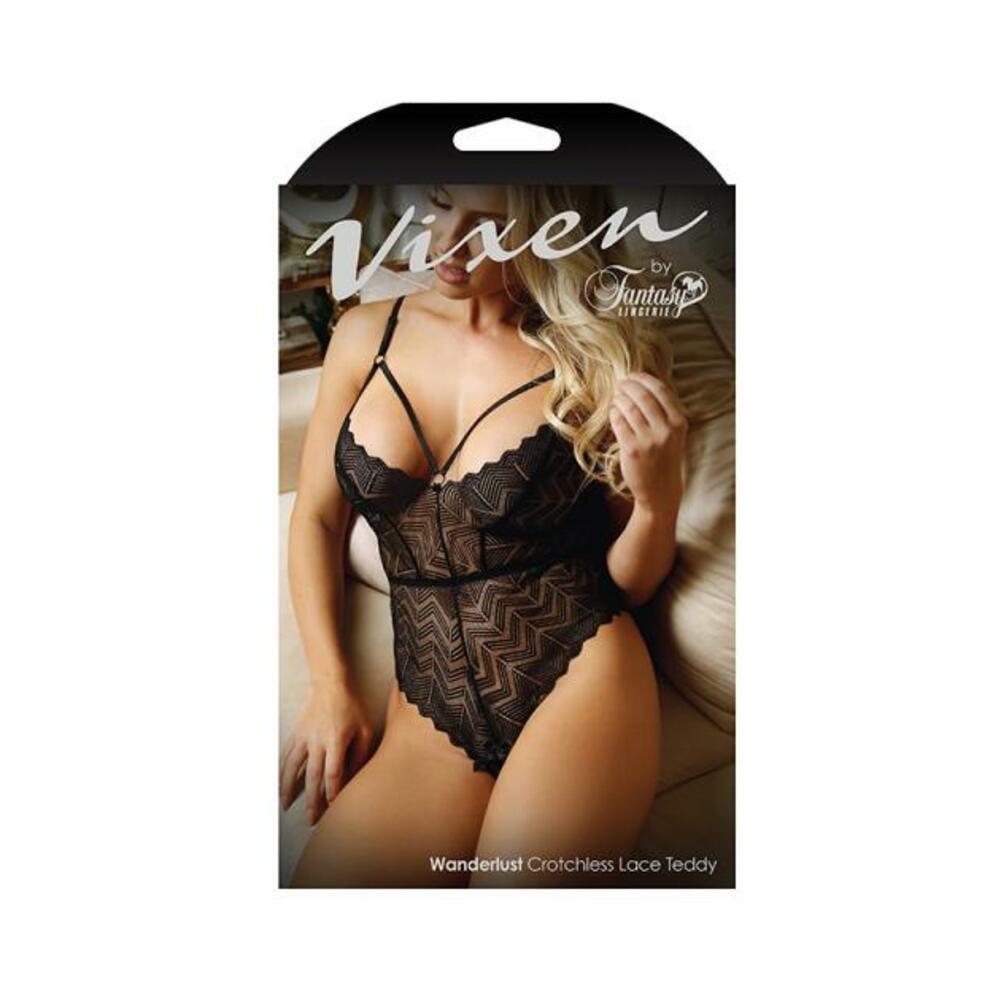 Vixen Wanderlust Crotchless Lace Teddy Black L/xl