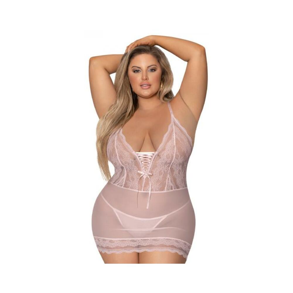 Magic Silk Seabreeze Lace Up Chemise & G Black Queen Size