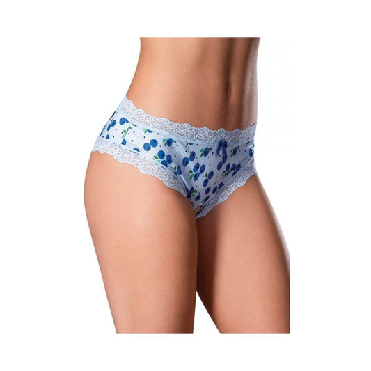 Sweet Treats Crotchless Boy Short W/wicked Sensual Care Blueberry Lube - Blue S/m