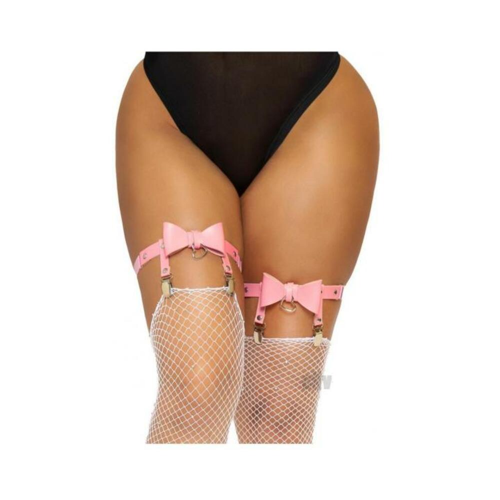Vegan Leather Thigh Garter Heart Os Pnk