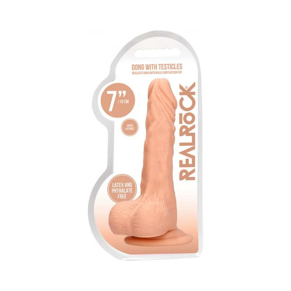 Real Rock Realistic Dildo With Balls - 7" - 17 Cm - Vanilla