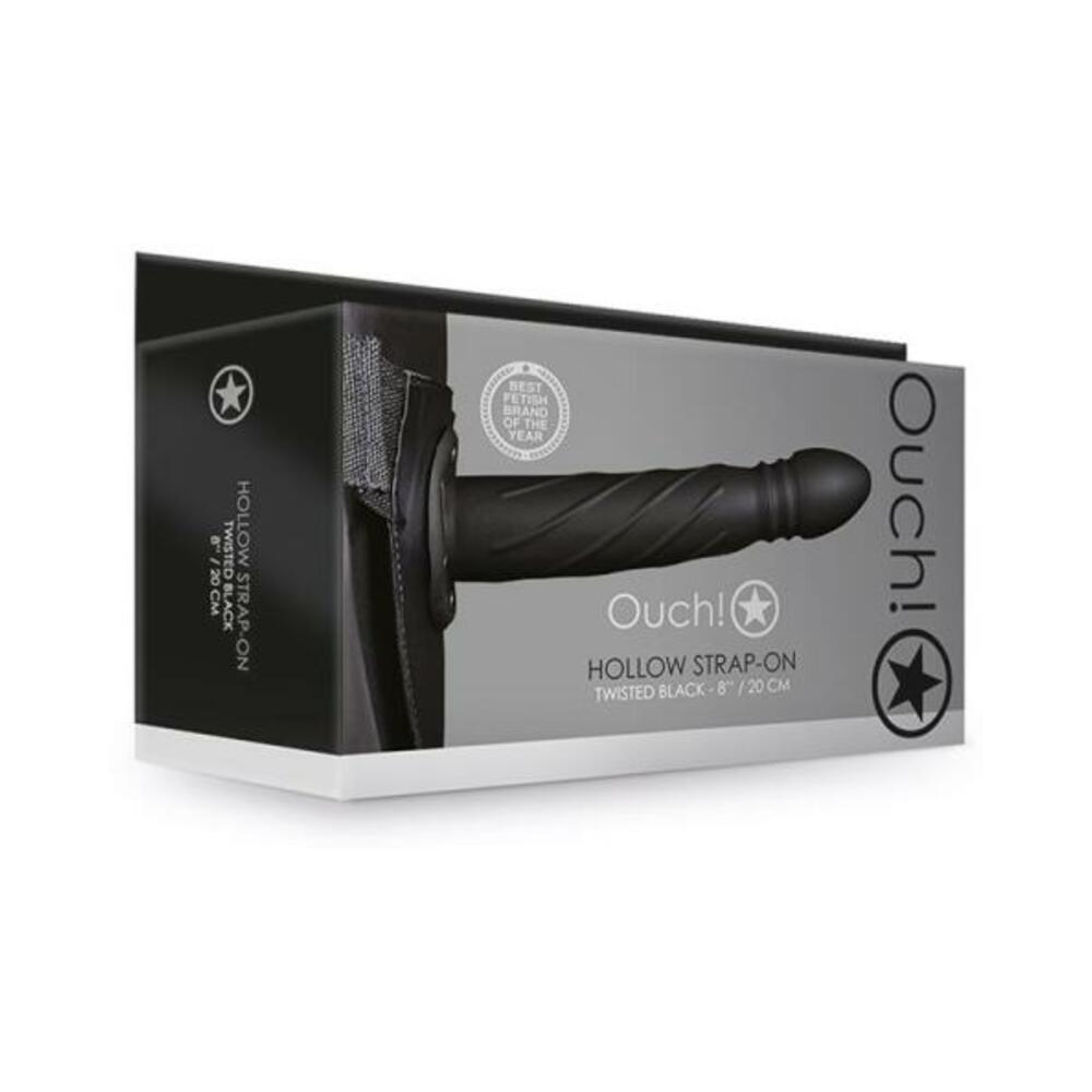 Ouch! Twisted Hollow Strap-on 8 In. Black