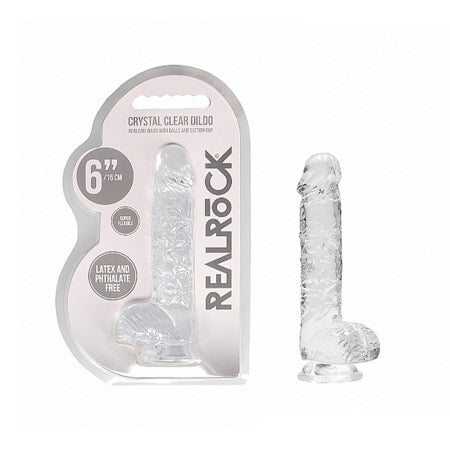 Shots RealRock Realistic Crystal Clear 6 Dildo w/Balls - Transparent Clear