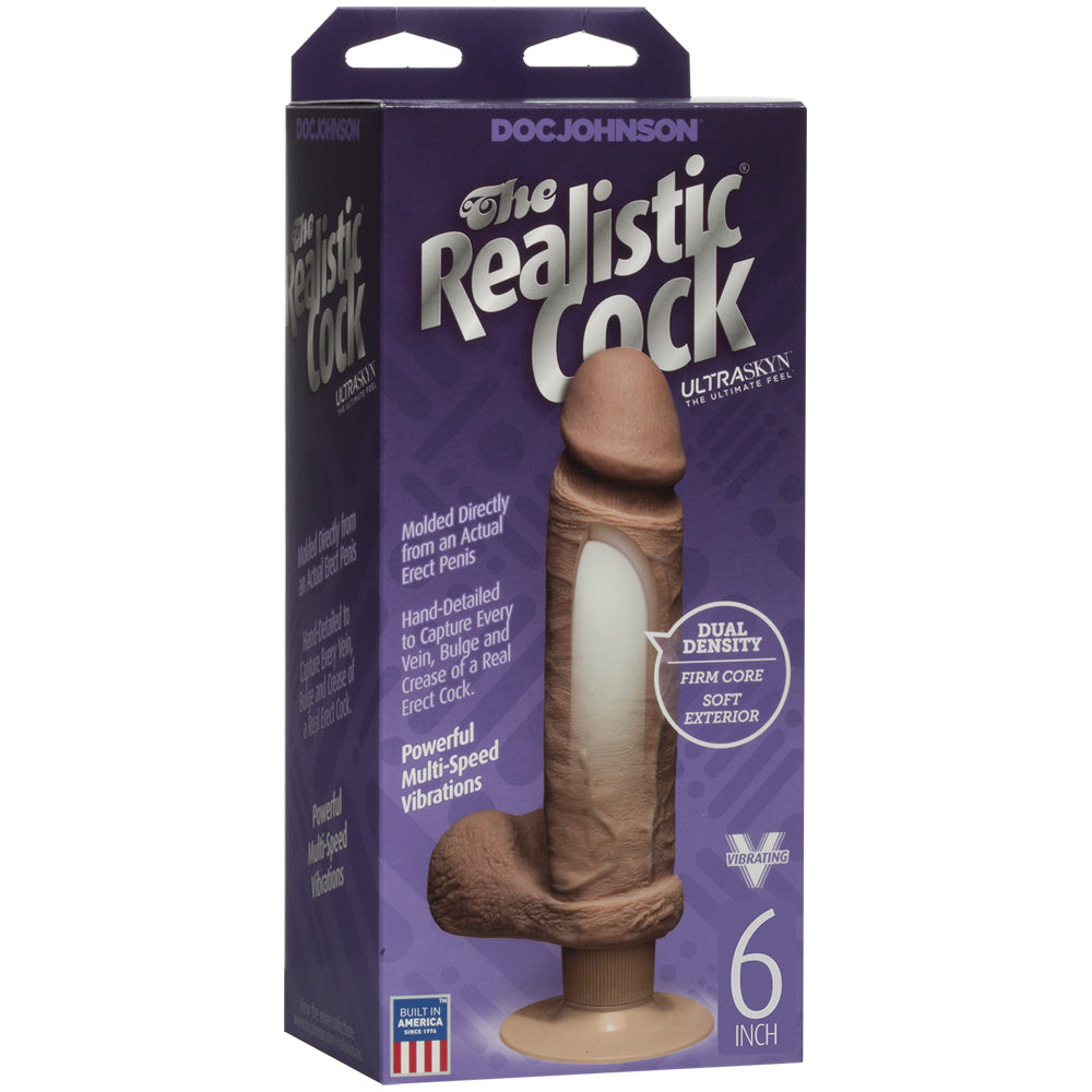 The Realistic Cock Ultraskyn Vibrating 6 - Caramel