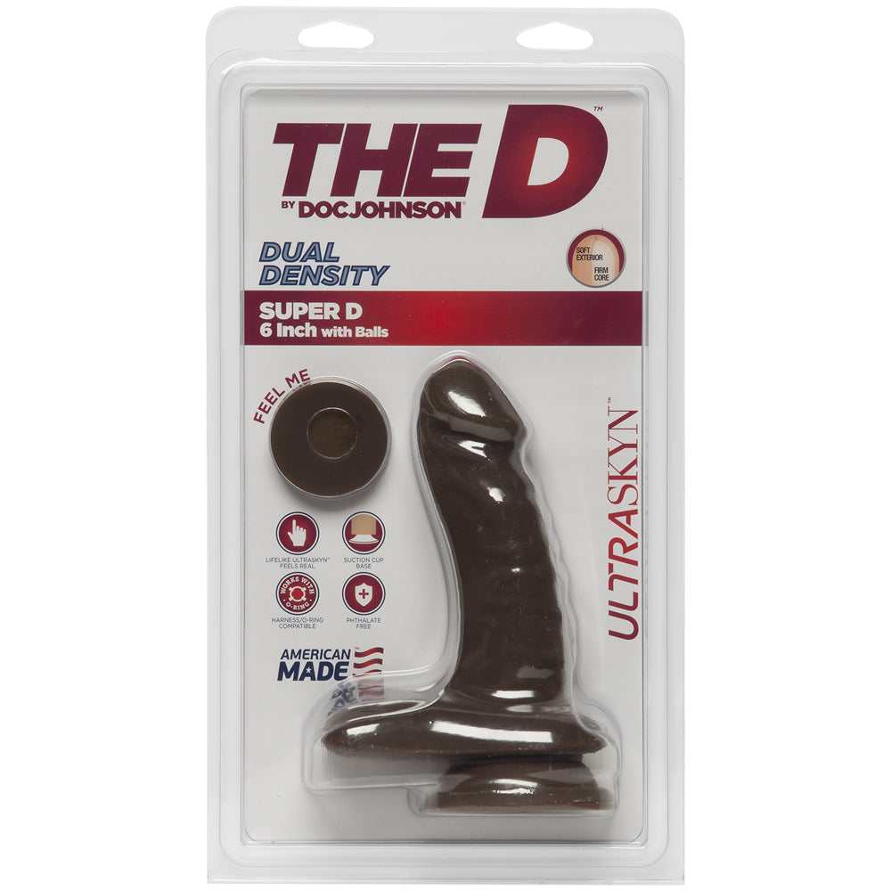 The D Super D 6 inches Dildo with Balls - Brown/Chocolate