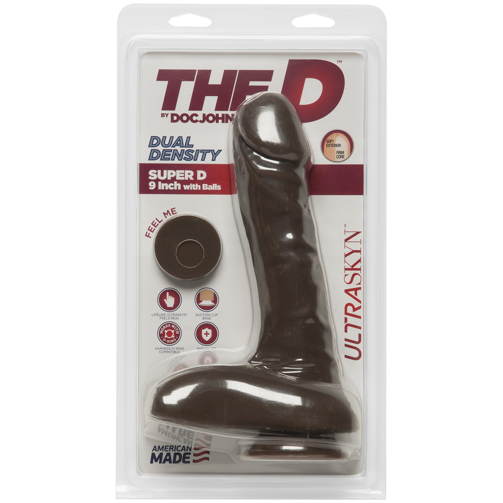 The D Super D 9 inches Dildo with Balls - Brown/Chocolate