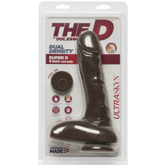 The D Super D 9 inches Dildo with Balls - Brown/Chocolate