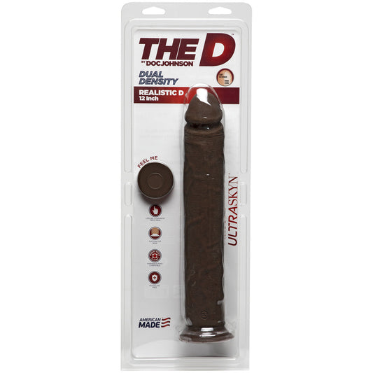 The D Realistic D 12 inches Dildo - Brown/Chocolate