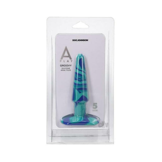 A-play Groovy 5 In. Silicone Anal Plug Ocean