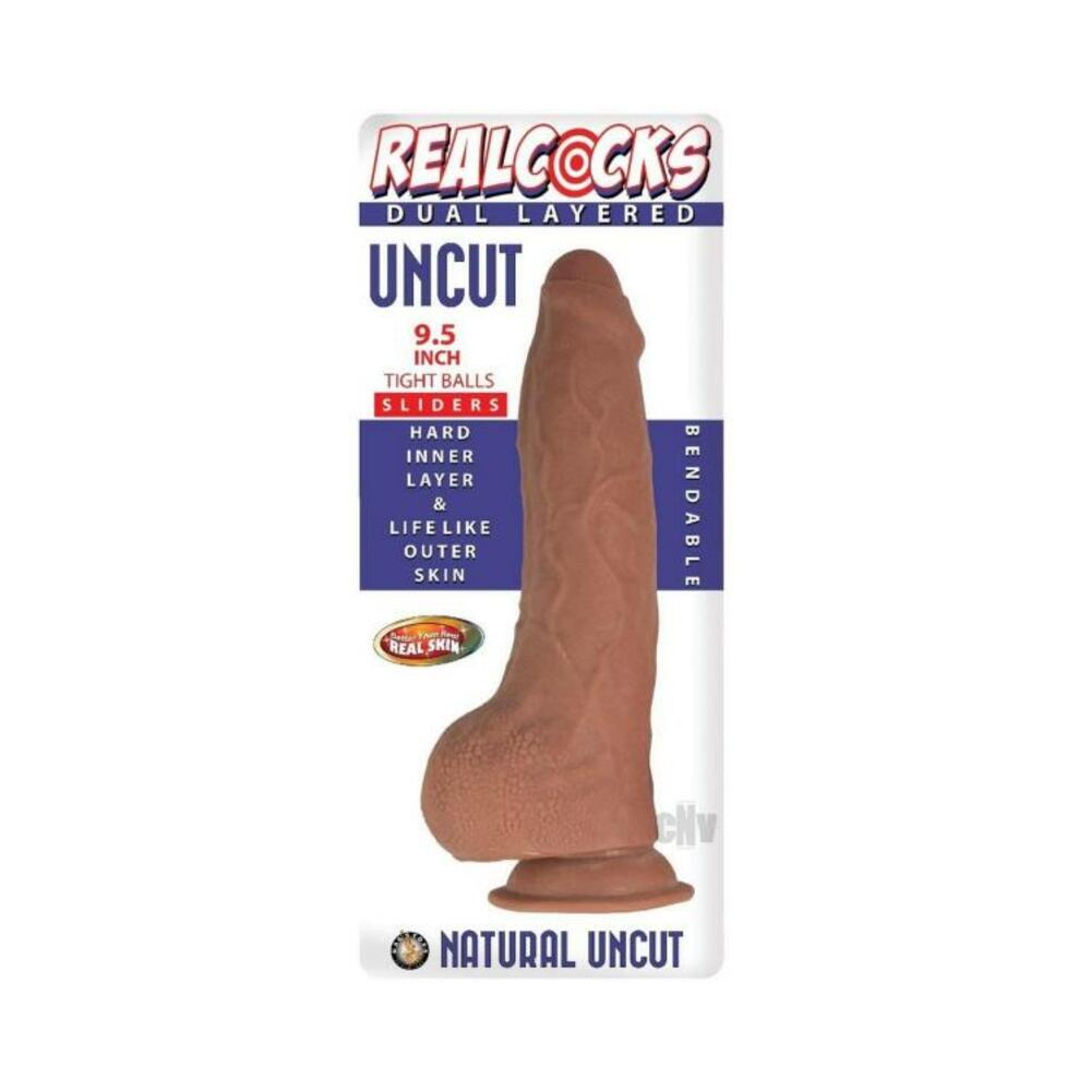 Realcocks Dual Layered Uncut Slider Tight Balls 9.5 In. Brown