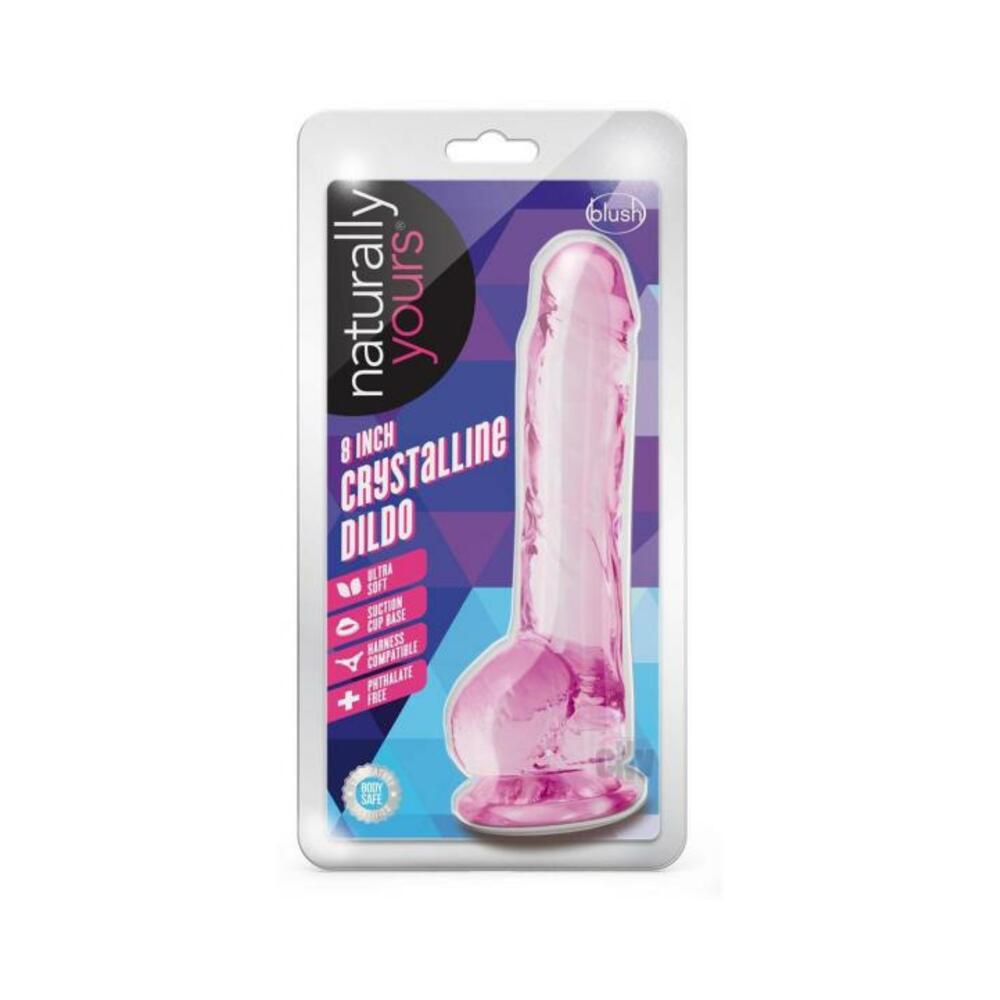 Naturally Yours Crystalline Dildo 8 In. Rose