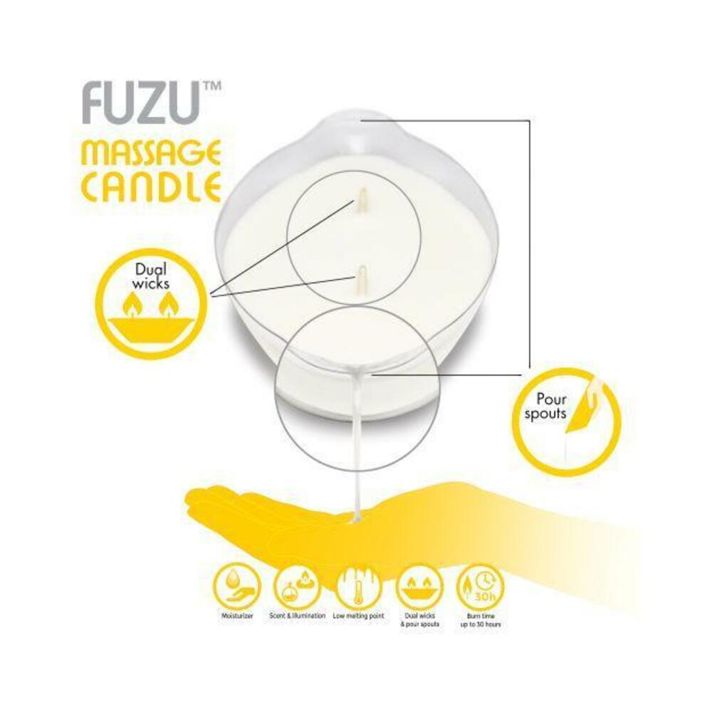 Fuzu Massage Candle Fiji Dates & Lemon Peel White 4 Oz.