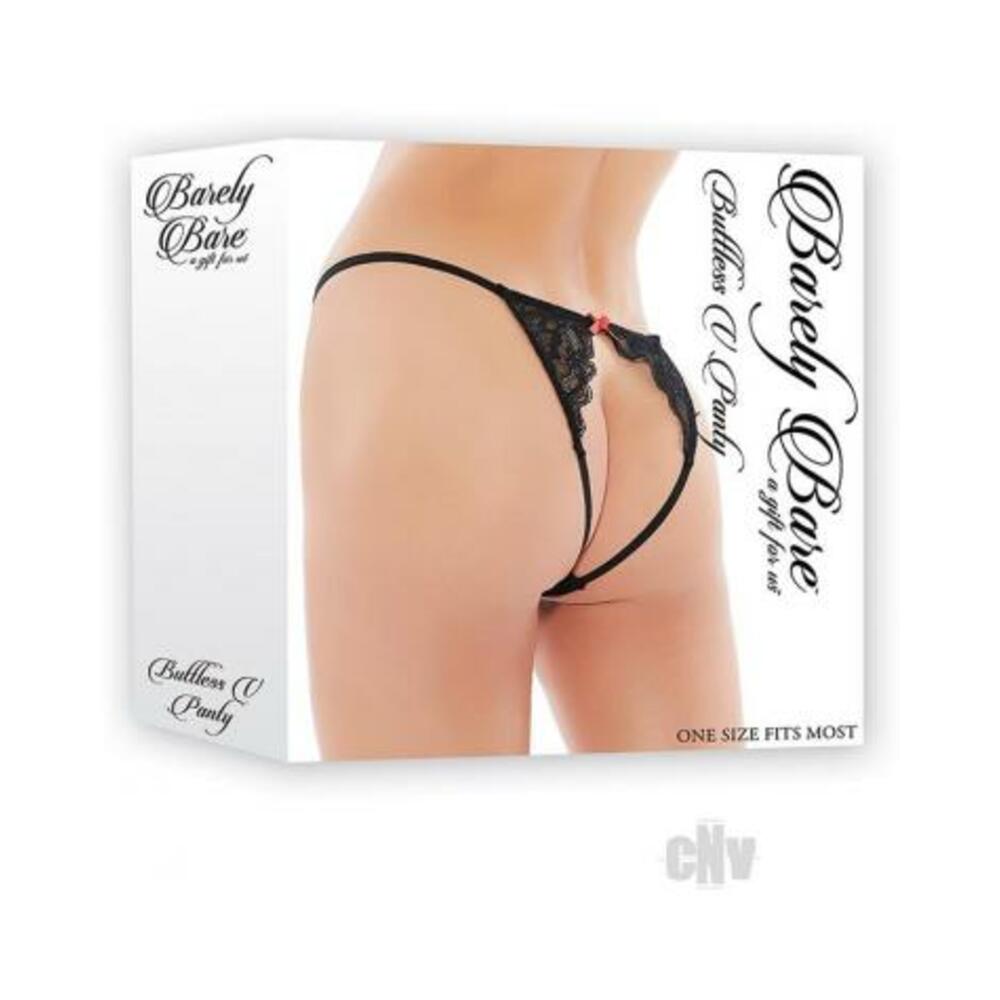 Barely Bare Buttless V Panty Black O/s