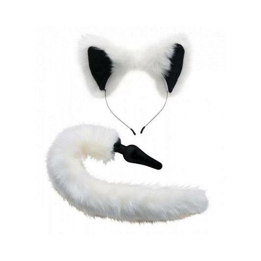 Tailz White Fox Tail Anal Plug And Ears Set