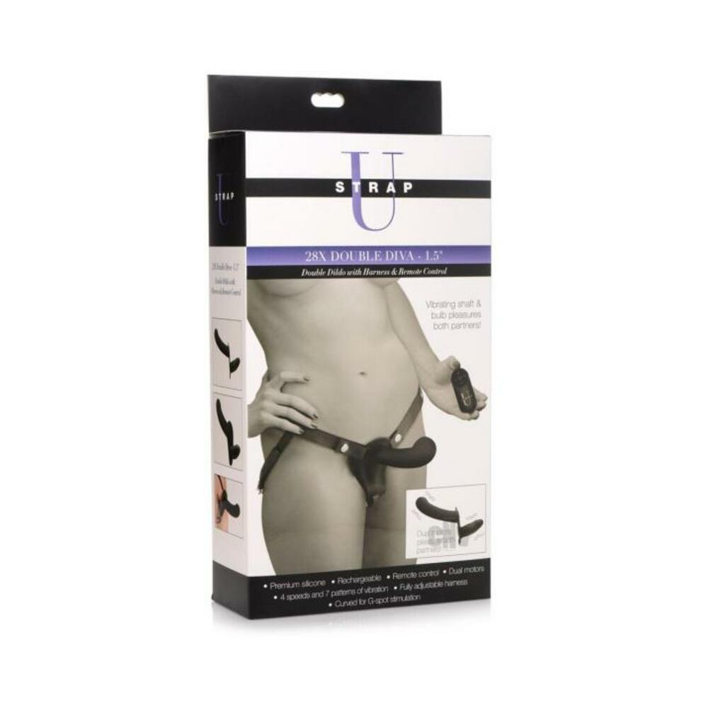 Strap U 28x Dbl Dildo Harness W/rc Black