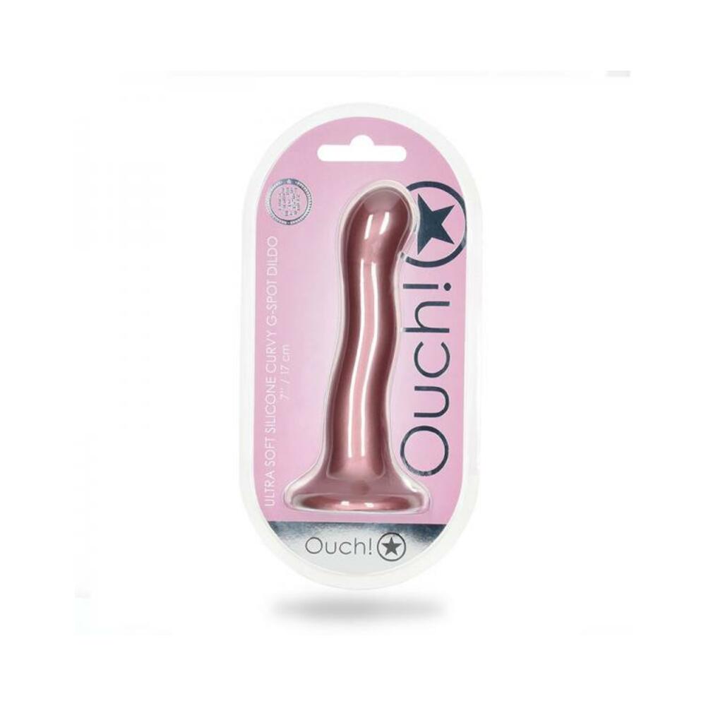 Shots Ouch! Ultra Soft Silicone 7 In. Curvy G-spot Dildo Rose Gold