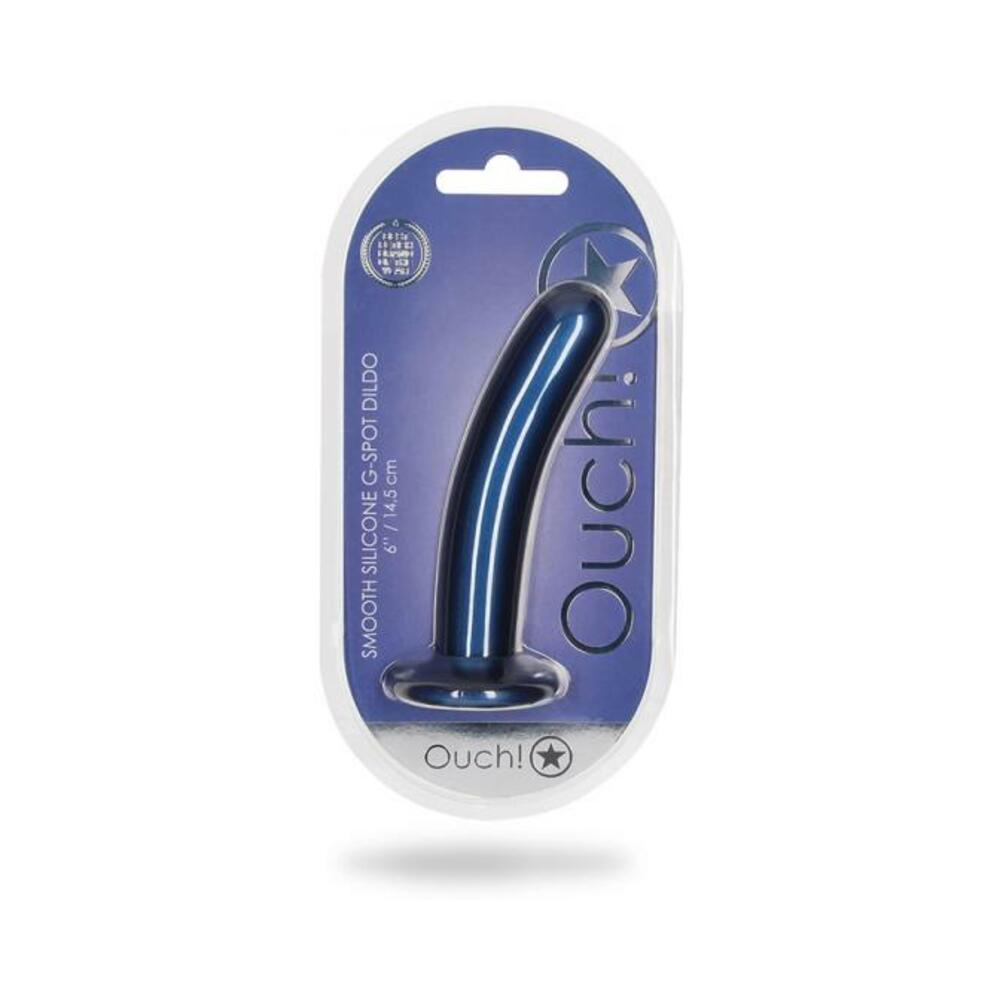 Shots Ouch! Smooth Silicone 6 In. G-spot Dildo Metallic Blue