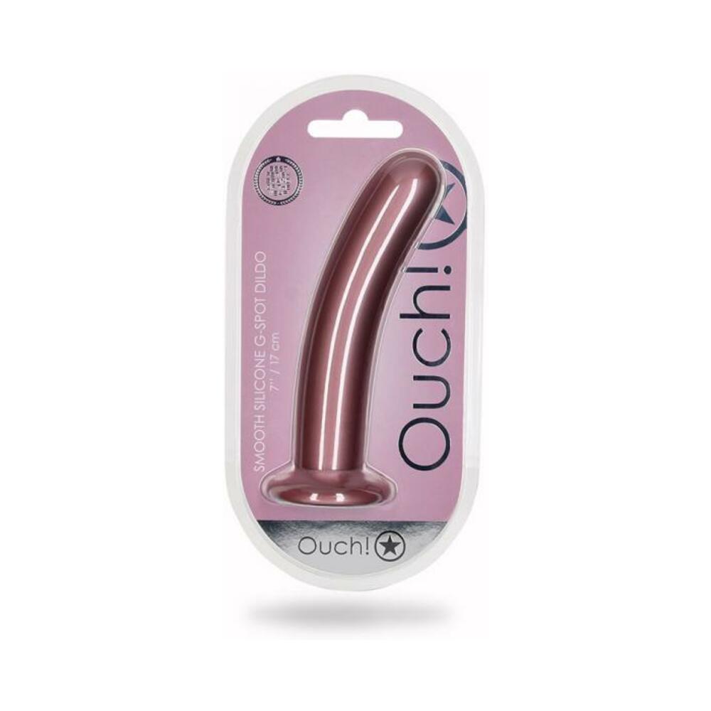 Shots Ouch! Smooth Silicone 7 In. G-spot Dildo Rose Gold
