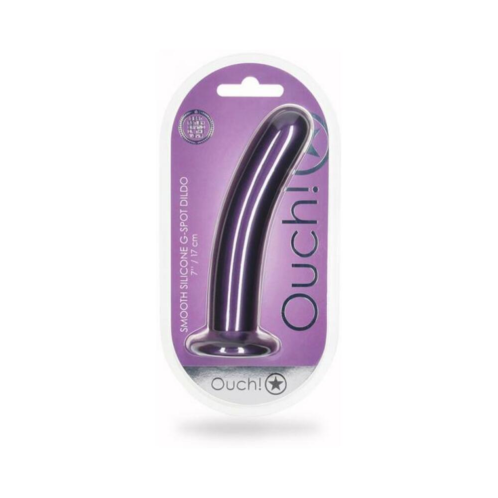 Shots Ouch! Smooth Silicone 7 In. G-spot Dildo Metallic Purple
