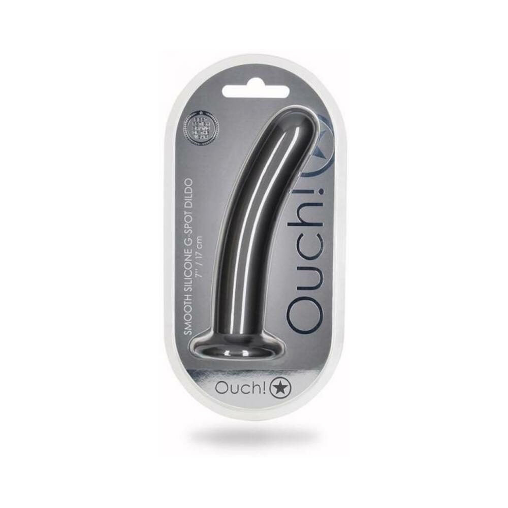 Shots Ouch! Smooth Silicone 7 In. G-spot Dildo Gunmetal