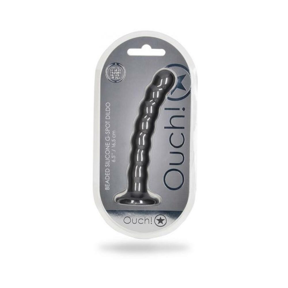 Shots Ouch! Beaded Silicone 6.5 In. G-spot Dildo Gunmetal