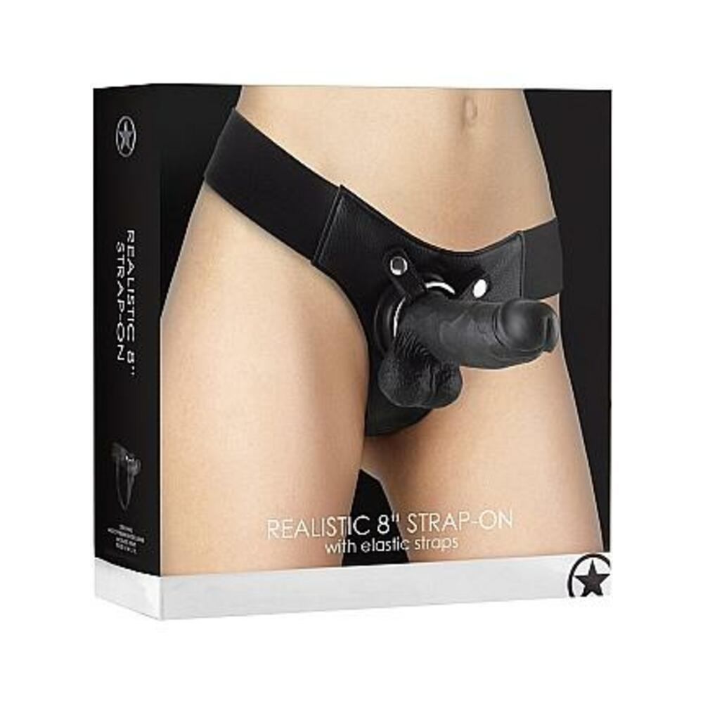Ouch Realistic 8 inches Strap On Black O/S