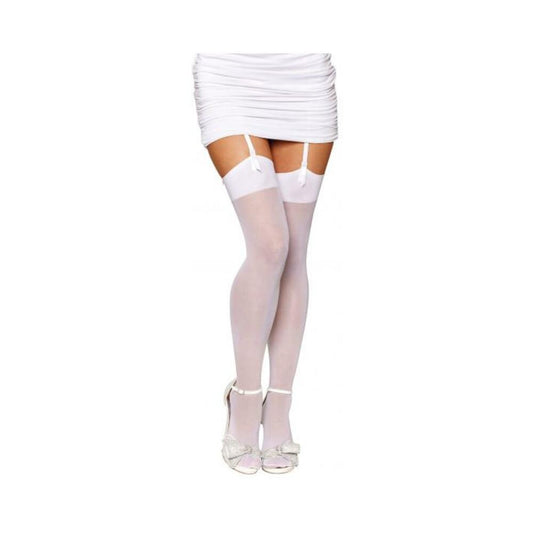Sheer Thigh Highs Bride Sequin Back White O/s