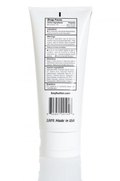 Boy Butter Desensitizing Comfort Cream - 6 Oz Lube Tube