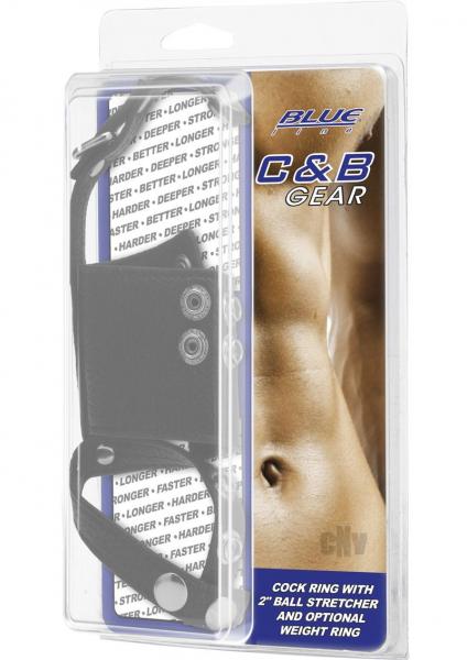 C & Ball Gear Cock Ring with Ball Stretcher 2 inches Black