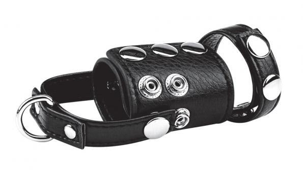 C & Ball Gear Cock Ring with Ball Stretcher 2 inches Black