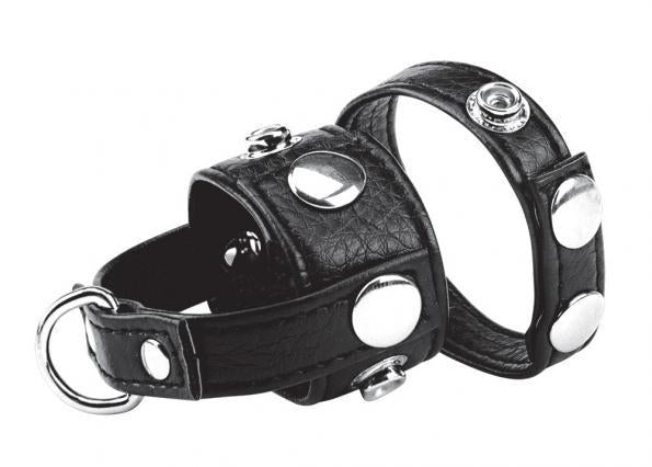 C & B Gear Cock Ring with Ball Stretcher 1 inch Black