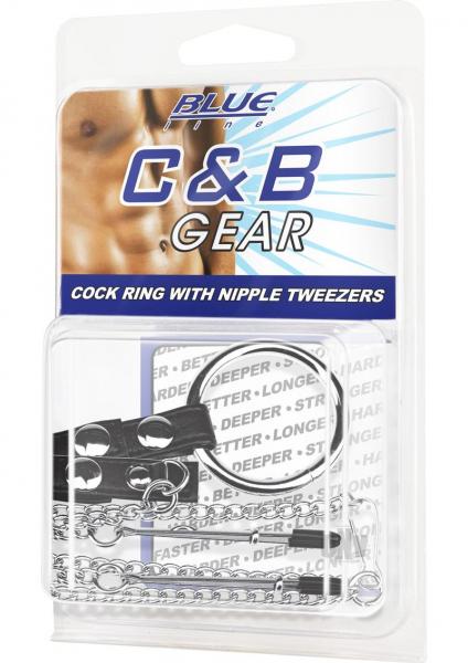 C & B Gear Cock Ring with Nipple Clamps Tweezers