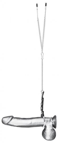 C & B Gear Cock Ring with Nipple Clamps Tweezers