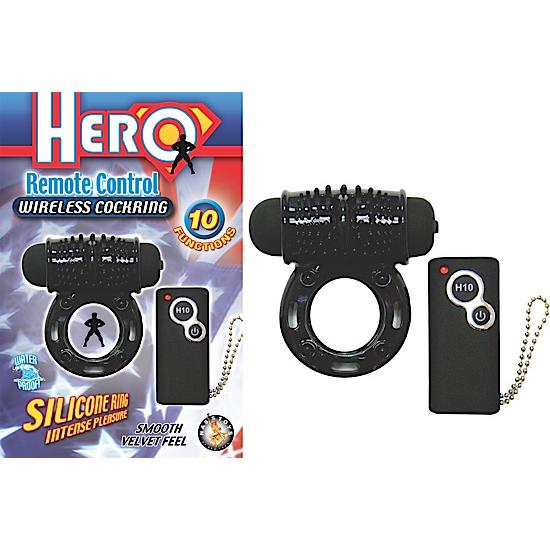 Hero Remote Control Wireless Cock Ring Black