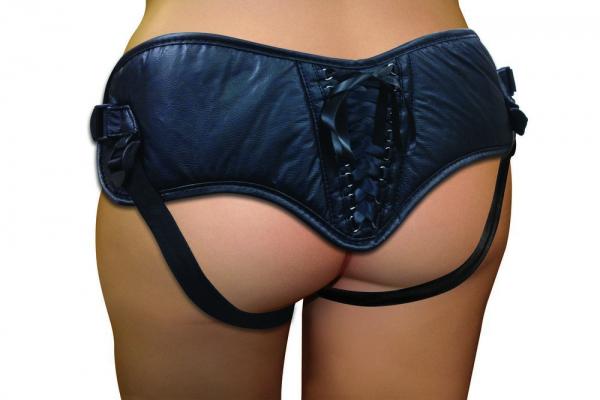 Plus Size PVC Corsette Adjustable Strap On Black Size 12 to 30