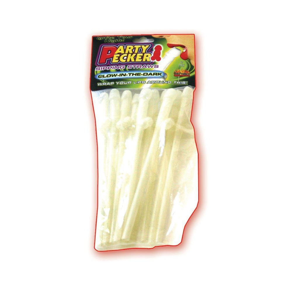 Party Pecker Sipping Straws Glow 10 Pack