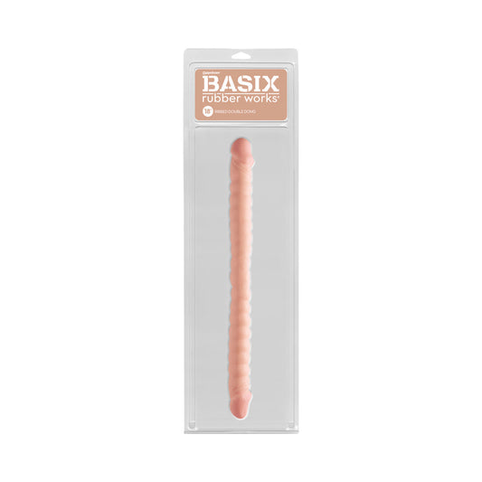 Basix Rubber Works - 18in. Ribbed Double Dong Beige